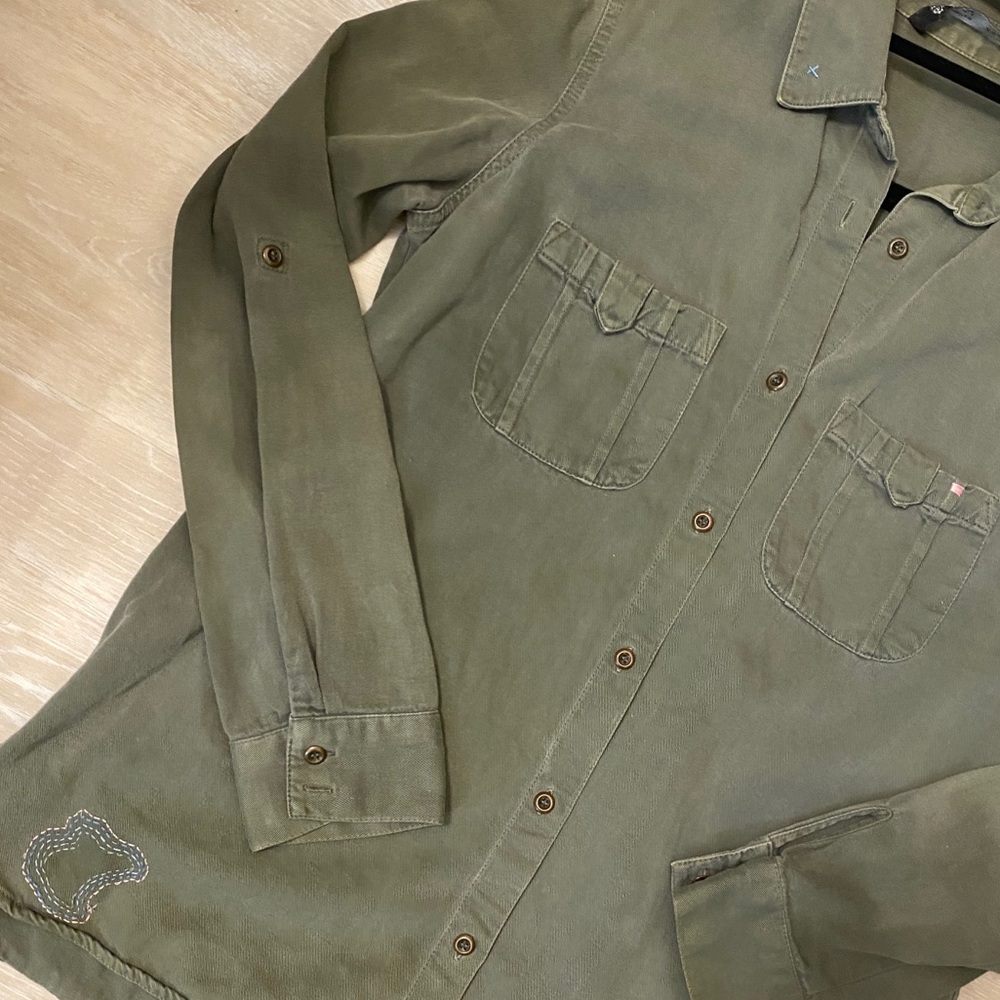 Zara Embroidered by Me Shirt Jacket Olive - Picture 2 of 6